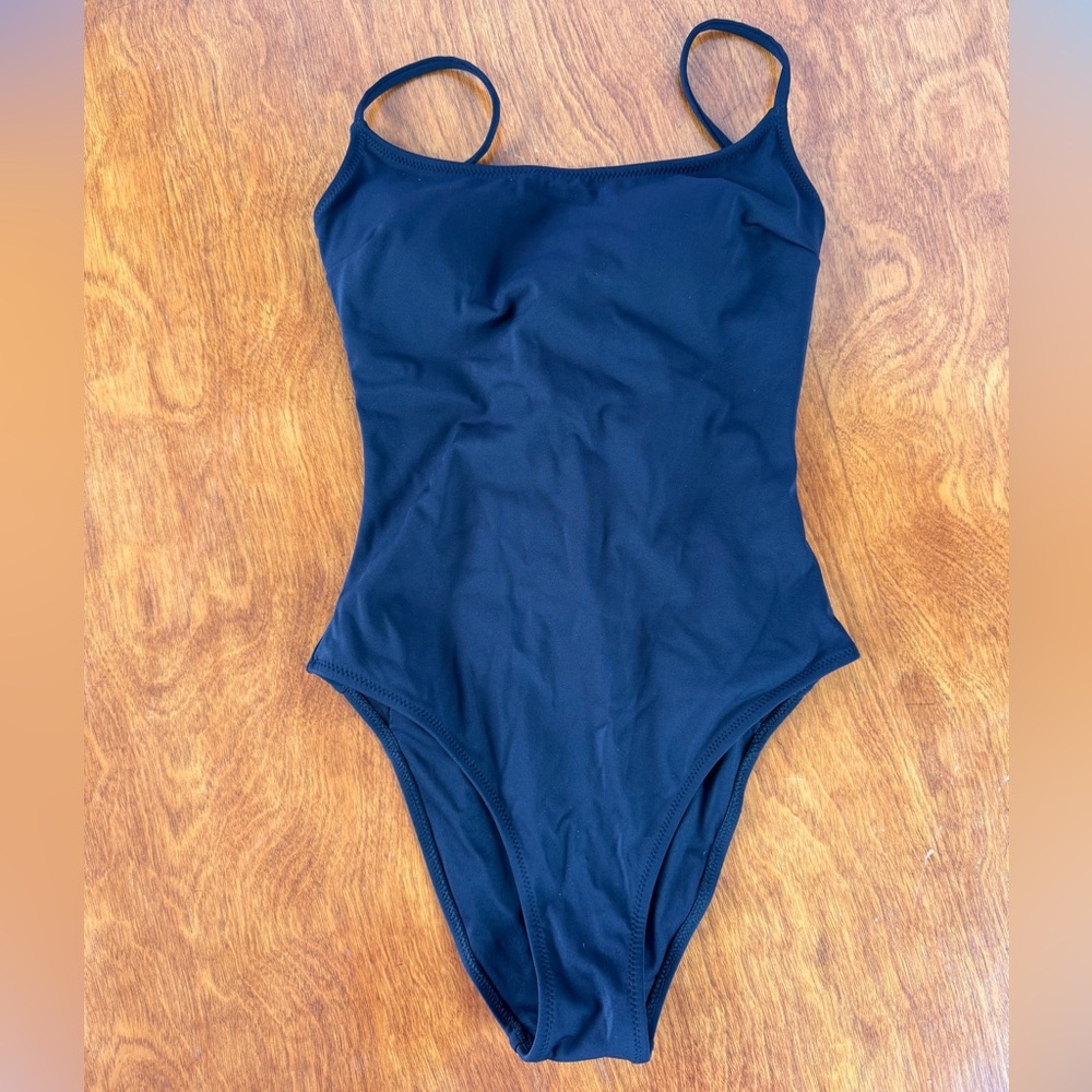 Berlook Black One-Piece Swimsuit With Lace Up Back.  Size S    NWT